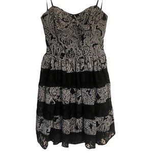 B Darlin strapless lace black and white dress juniors Sz 7/8